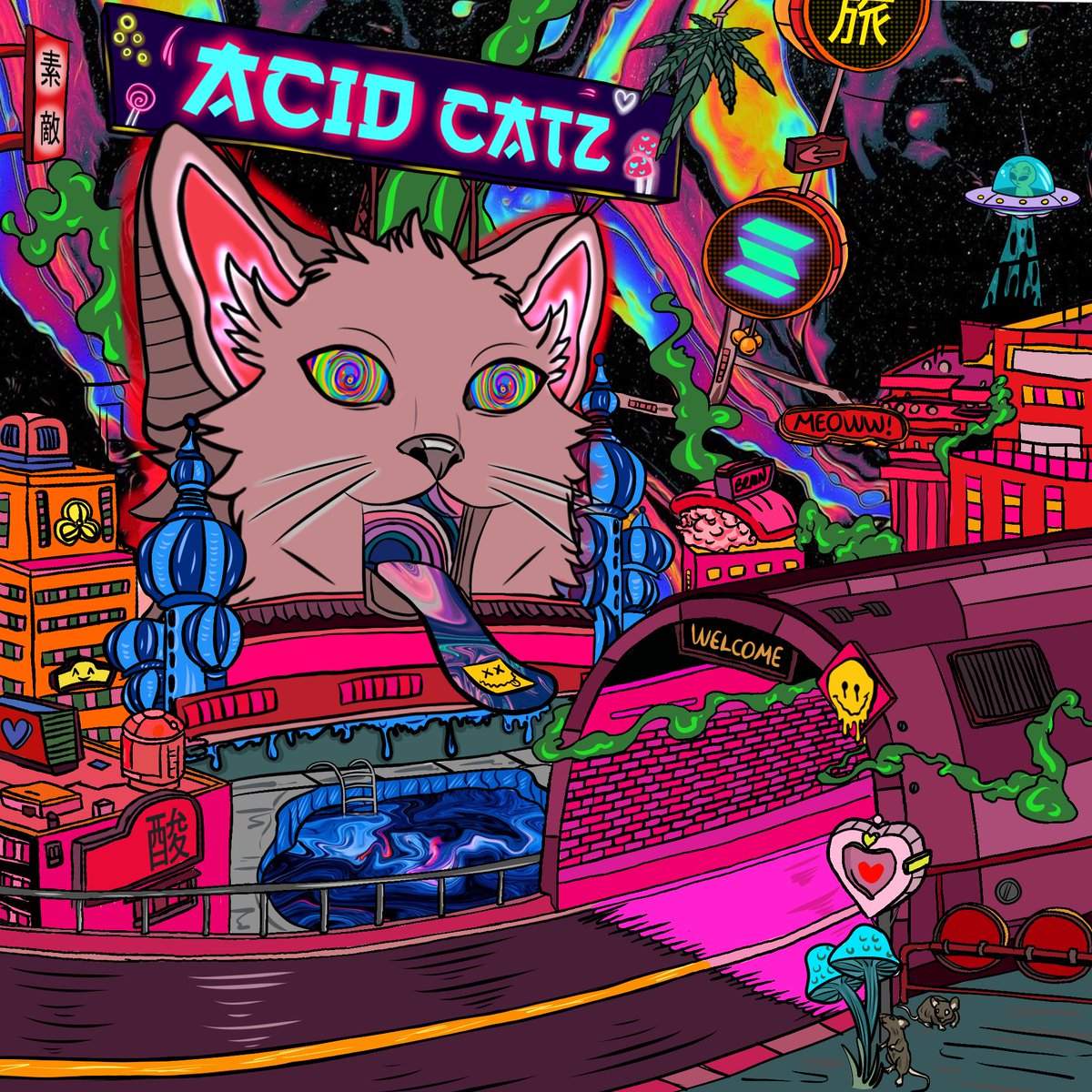 Definitely not your average LSD addict cool pet🐾

First 888 to interact will be taken on a trip🍄

#Solana #SolanaNFTs #NFTs