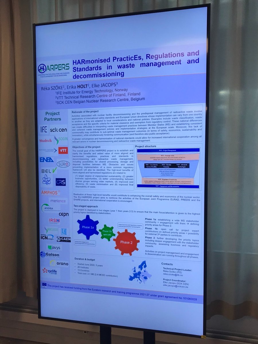 Harpers_Euratom's tweet photo. Last week, Erika Holt (VTT) presented HARPERS at the IGD-TP symposium in Zurich. #policyharmonization #radwastemanagement #circulareconomy #dissemination https://t.co/XT5YmubCQ0