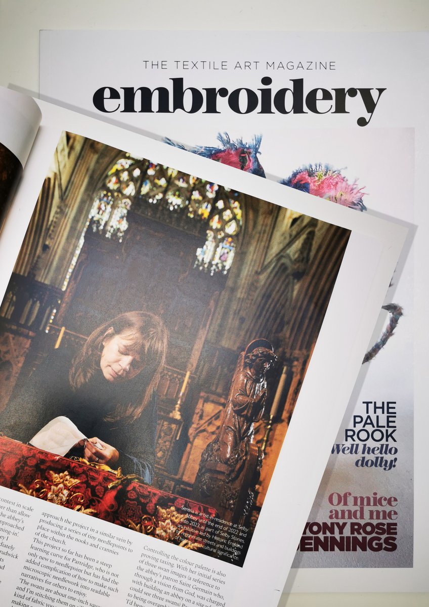 ravagephoto's tweet photo. Not often (ok, never) that I get shots featured in 'Embroidery' magazine, so nice to see this portrait and other shots of artist @SerenaPartridge at @selby_abbey   featured in the current issue. Shot for @SelbyStories #Selby @VisitHeartYorks #embroidery #art https://t.co/NMdx1Fuuf3