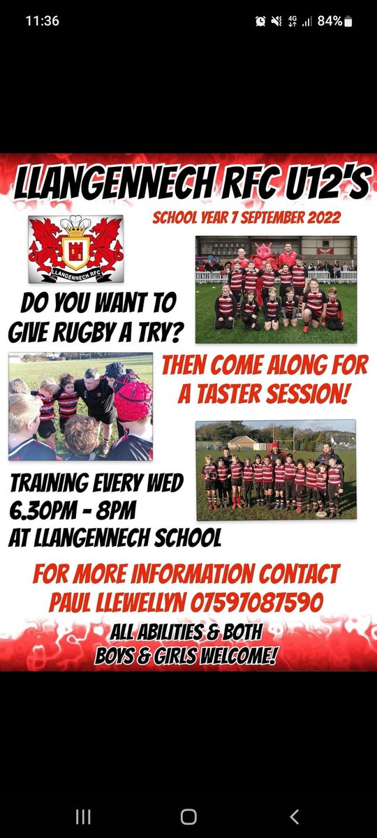 UU12s's tweet photo. Calling all year 7s coming  along and  join in a great game of rugby .. down Llangennech  park at 7 to 8.30 message  me if interested https://t.co/9HbdOoB6KA
