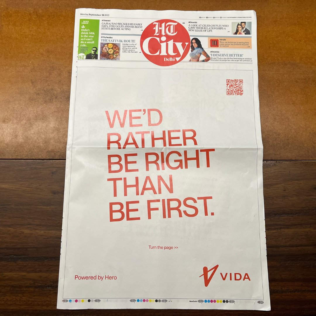 WK__India's tweet photo. New work 🟠🟠🟠
VIDA announces its arrival as India’s #NotFirst Electric Scooter, here just in time to change the ways of the world.
Kudos to our brave clients and the awesome team. More to come soon—ride on! @HeroMotoCorp https://t.co/KzCgRxZZFe