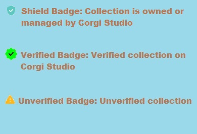Good evening, #corgigang.
Corgi Studio will now be an open market. You can view and list all your NFTs on the Cronos chain for sale at corgistudio.io
We have added 3 badges to identify NFT collections.

#cro #crofam #corgigang #NFT #NFTMarketplace