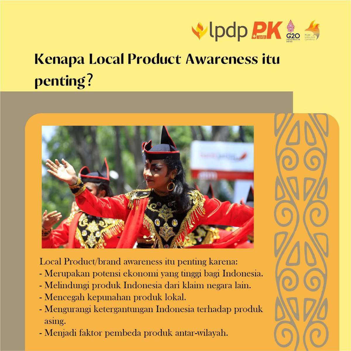 jengbell's tweet photo. Halo Kasuarians!

Indonesia adalah negeri yang kaya akan budaya maupun kreativitas individunya. Selain itu, tingginya kreativitas anak bangsa membuat banyak karya anak bangsa yang membanggakan dan tidak kalah saing dengan produk buatan luar negeri. https://t.co/8ORFQbgSUf
