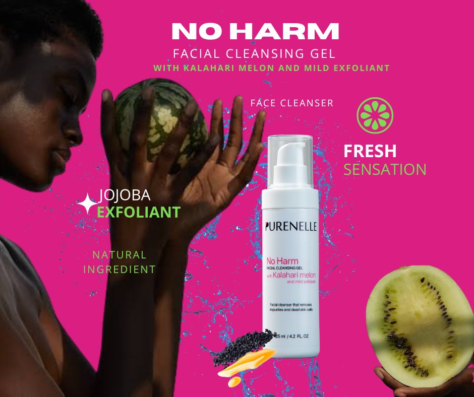 purenelle's tweet photo. Start your day with NO HARM facial cleansing gel with Kalahari Melon seed oil &amp; Hydrogenated Jojoba oil😍

✨Rich in linolenic acid, it unclogs pores and removes excess sebum.
✨Antioxidants: hydrates skin and may reduce wrinkles, reduce puffiness and lead to tighter.
#purenelle https://t.co/7K522wU3eO