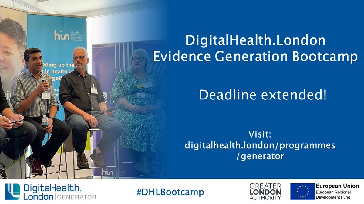 📢DEADLINE EXTENDED: Are you a #digitalhealth innovator looking to pinpoint your evidence generation needs? There's still time to apply to the brand new #DHLBootcamp programme - applications have been extended to this Wednesday: digitalhealth.london/programmes/gen…