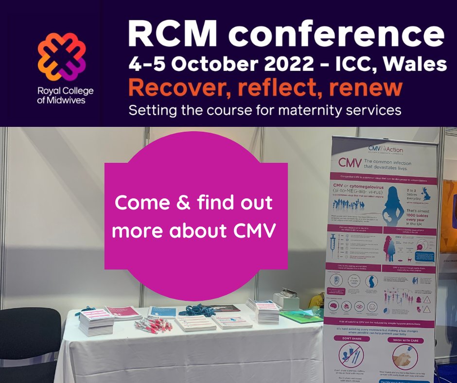 cmvactionuk's tweet photo. We're excited to be attending the @MidwivesRCM Conference next week which returns to the ICC, Wales – 4-5 October 2022. This is the first in person conference for 2 years. We're hoping to welcome a lot of #midwives to see us &amp; to talk about cCMV. #CMVaware #StopCMV See you there? https://t.co/kw1DRcUJwG