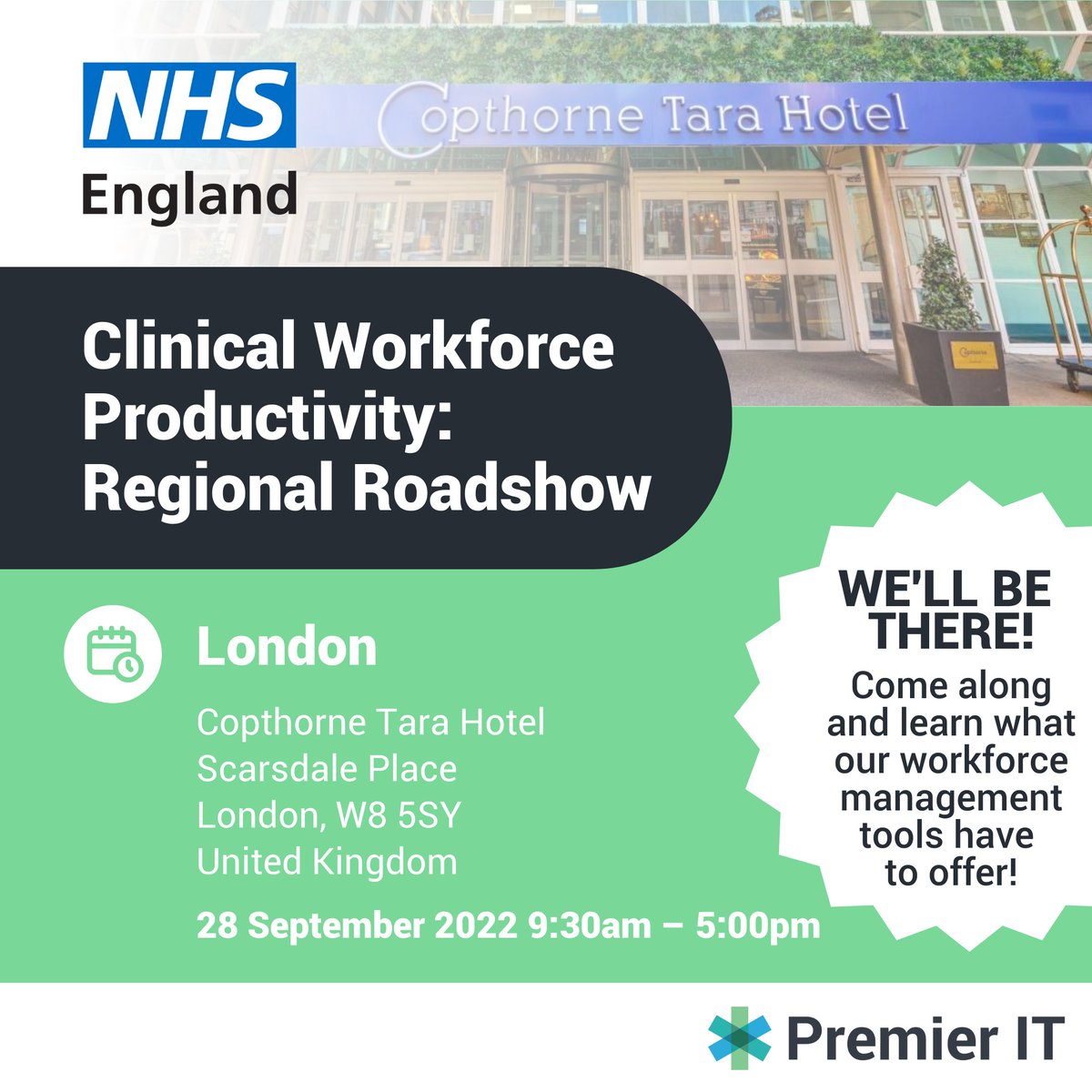 PremierITLtd's tweet photo. We're pleased to be able to see you all again at the Clinical Workforce Productivity: Regional Roadshow in London tomorrow. Stop by for a chat! https://t.co/bUEh1OpIVY
#NHS #NHSEngland #WorkforceManagment #JobPlanning #eRostering #Tech #Workforce #Productivity #Technology https://t.co/fwDDGvA1nu