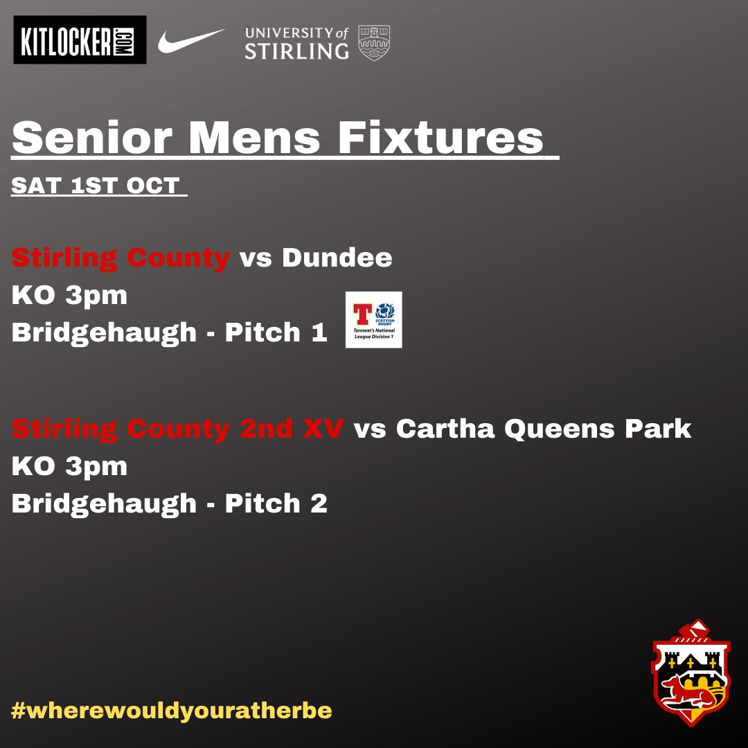 StirlingCounty's tweet photo. After successful trips to Aberdeen and Glasgow, our mens 1st and 2nd XV are back home! Come down and support the boys! 🔴⚫️⚪️ #wearecounty https://t.co/8DWzgFZMKr