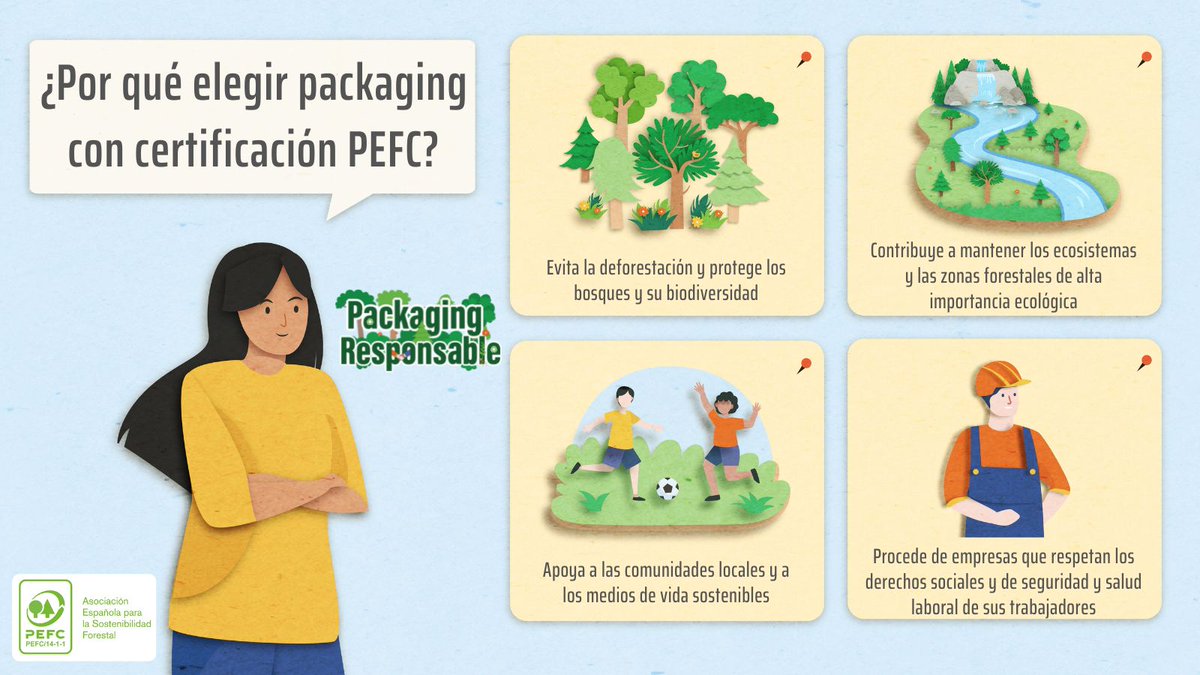 PEFCSpain's tweet photo. ¿Sabes por qué es importante elegir #packaging con certificación #PEFC?
Porque protegen la biodiversidad,los bosques,combaten el cambio climático y apoyan a las comunidades rurales. #PEFC te asesora sobre cómo implantar la certificación #CadenaDeCustodiaPEFC
#PackagingResponsable https://t.co/PyvgQwLxnG