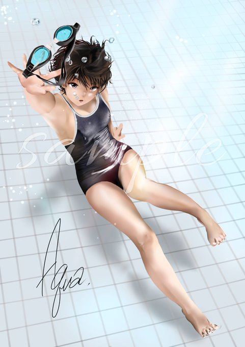 水泳の時間#絵描きさんとつながりたい #フォローお願いします #スク水 #水中 