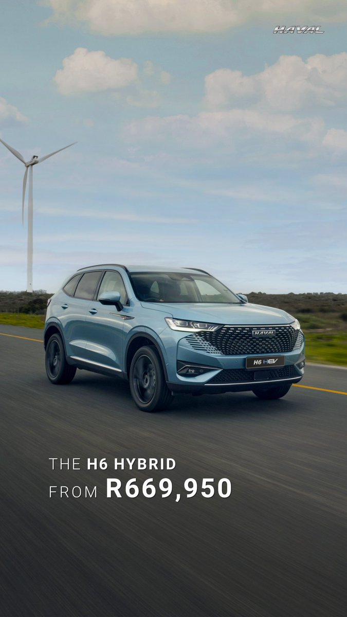 gwmsouthafrica_'s tweet image. Introducing the All-New Haval H6 Hybrid Electric Vehicle (HEV), the first-ever self-charging Haval Hybrid in South Africa. Available from R669,950.

Discover #ASmarterWayToDrive: h6hev.co.za

#HavalSouthAfrica #HavalH6HEV