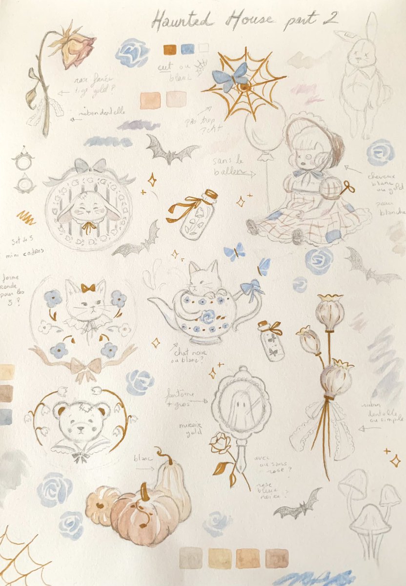 morgane__rose's tweet photo. 🕸️🤍some spooky sketches for new pins designs 
#spooky #fall #sketchbook #doodles https://t.co/n3R6zc8vRe