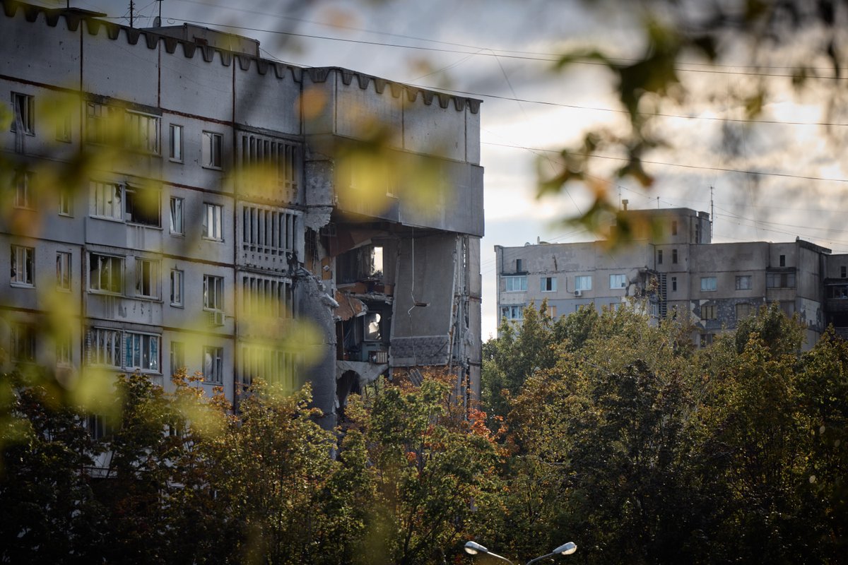 ZelenskyyUa's tweet photo. Kharkiv. Saltivka. A large and peaceful residential area. It was like that until Russia came. But no missile will bring the terrorist state closer to its goal. Instead, each missile brings Russia closer to international isolation, economic degradation, and historical condemnation https://t.co/65TF5qKvrb