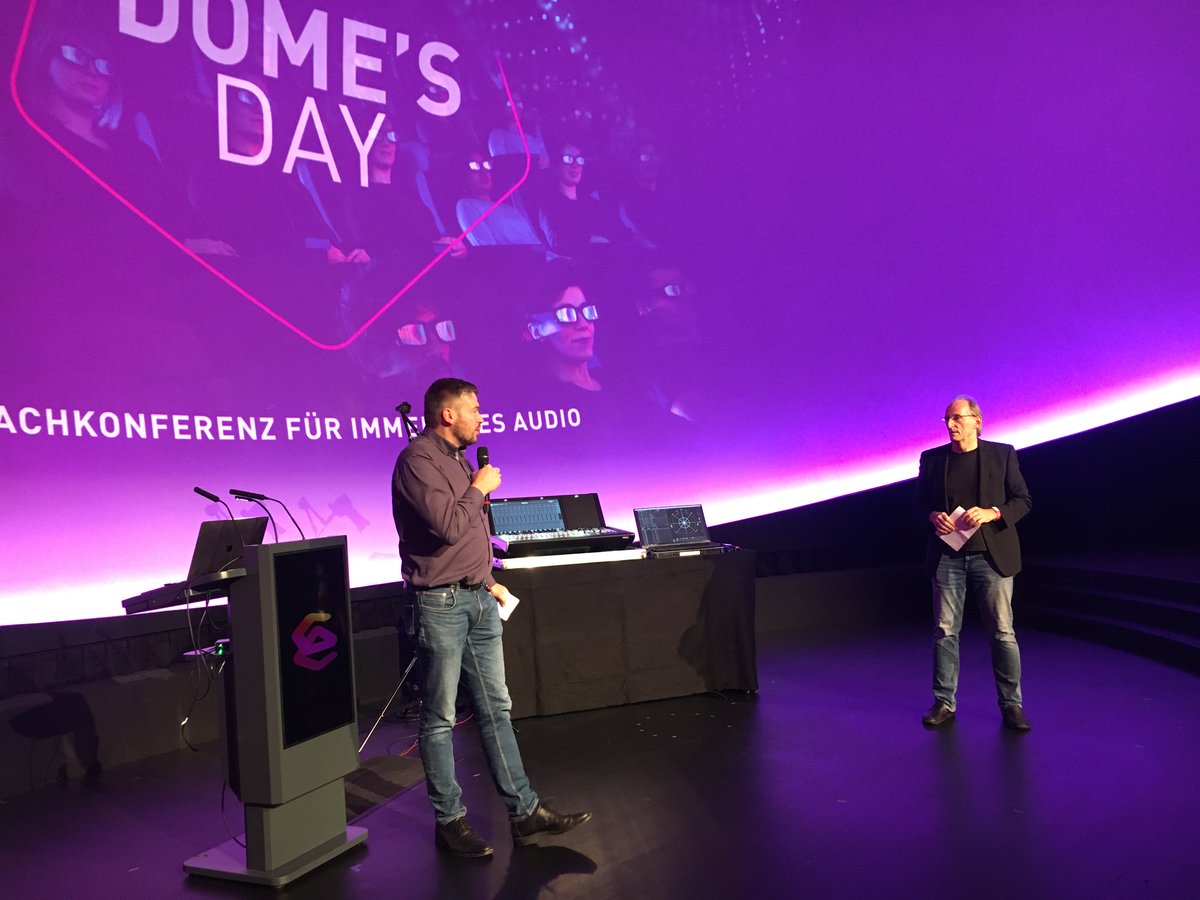 newaudiotech's tweet photo. Dome’s Day, what an event! It was the first time that immersive audio for industry applications was addressed with such a focus. We’re proud to make this happen with the support of the Experimenta and its team, the Verband Deutscher Tonmeister, and all the presenters. Thank you! https://t.co/d8mmFyho0b