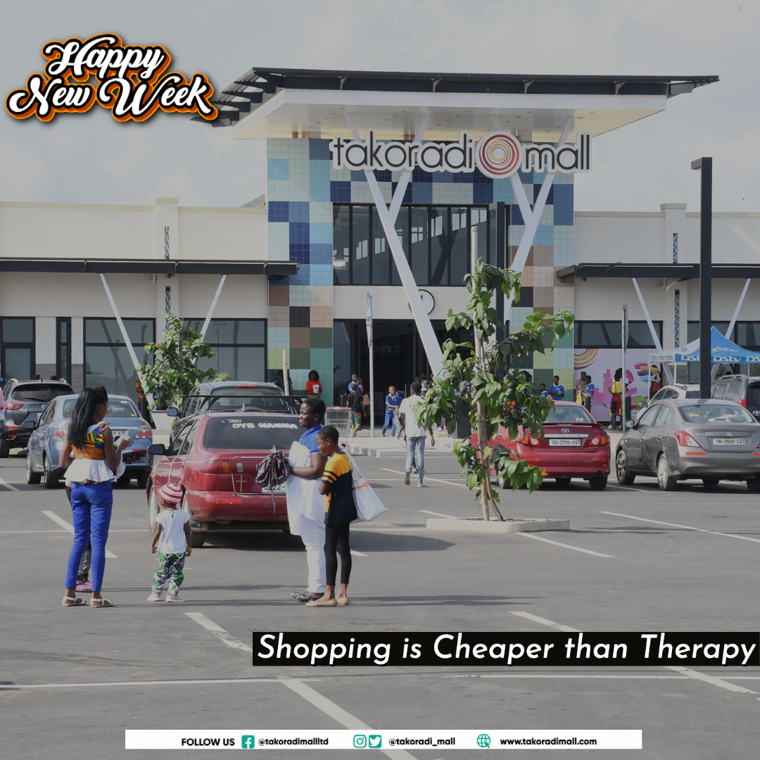 Takoradi_Mall's tweet photo. HAPPY NEW WEEK 🎊🎁🛒🛍️🏷️
Yes we made it to another wonderful week. Come through to shop for everything you'll need from our wide range of stores.
"Shopping is cheaper than therapy".
#iLoveTadi
#ShopOclock
#TakoradiMall
#ThePrideOfTheWest https://t.co/RshJvMd0q9
