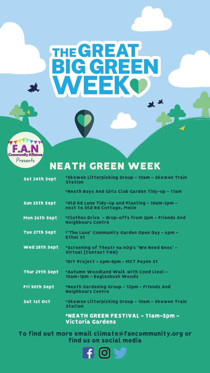 Here’s some of what’s going on in Neath this week for #GreatBigGreenWeek 💚🌱
