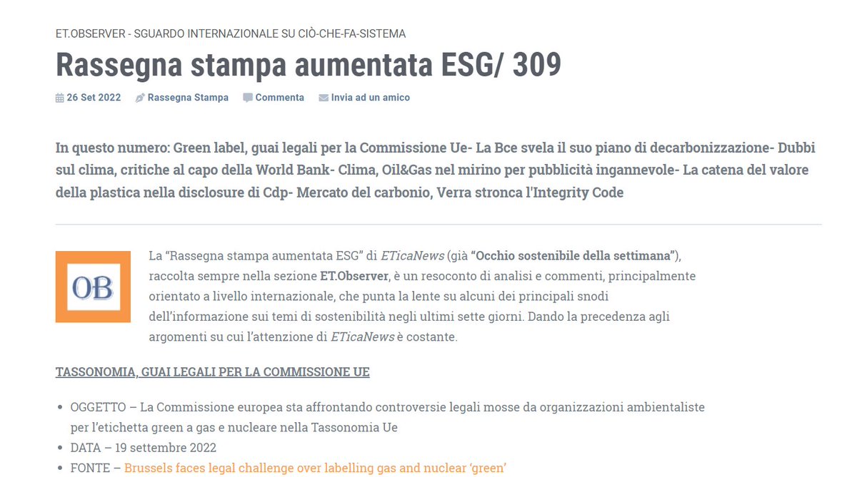 ETicaNews's tweet photo. #ETobserver – Rassegna stampa aumentata ESG/ 309 – Sguardo internazionale su ciò-che-fa-sistema – 📌 https://t.co/DlCG6ZlKAC

#Greenlabel @ecb @WorldBank @CDP #IntegrityCode https://t.co/1IkJ2ZHJte