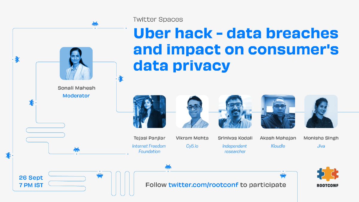 rootconf's tweet photo. The growing number of #databreaches is creating data silos which can be correlated through unique #digital identifiers What does this mean for the personal safety of the consumer and their social graph? Join https://t.co/EwMwFdDNRF at 7 PM to discuss with @makash @monishamsingh https://t.co/JG7uiqWjeR