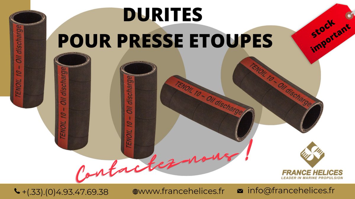 francehelices's tweet photo. Besoin de remplacer votre durite de presse étoupe ? Contactez FRANCE HELICES : info@francehelices.fr
#durite #presseetoupe #duritepresseetoupe #etancheitebateau #bateau #navire #voilier #bateaumoteur #francehelices #propulsionmarine #etancheiteetoupe #acheterduritemarine https://t.co/04NakNJ3Yo