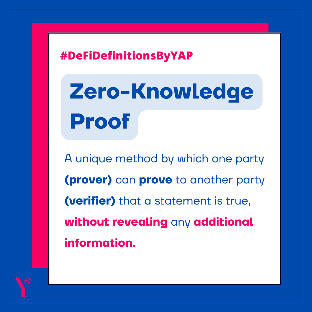 YAPGlobalTeam's tweet photo. What are Zero-Knowledge Proofs?
In this weekโs #DeFiDefinitionsByYAP ๐, @bouncesingh explains what Zero-Knowledge Proofs are in the 37th edition of our weekly newsletter, The Context ๐
Read the full newsletter here: https://t.co/XJr3hOKySD https://t.co/FV6W1a0zuC