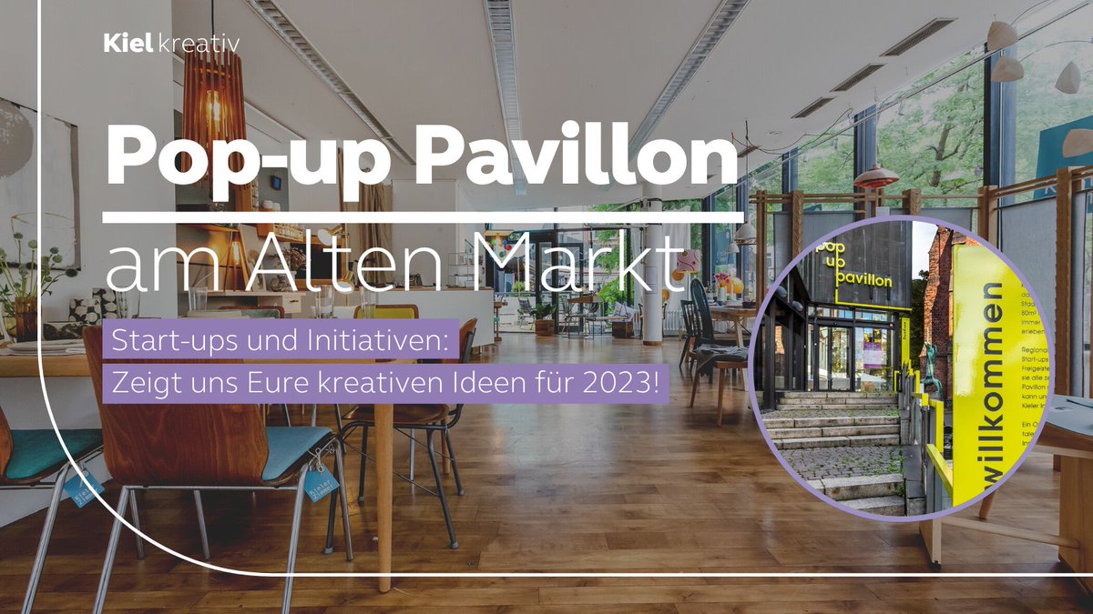 stadt_kiel's tweet photo. Euer Projekt oder #Start-Up sollte jede*r sehen?
Dann bewerbt Euch jetzt für den mietkostenfreien 82 Quadratmeter  #PopupPavillon in der #Kiel​er Altstadt. 📢 Bewerbungsfrist ist der 31. Oktober.
Alle Infos und das Formular findet Ihr auf https://t.co/arXITF5vBX https://t.co/aIan0Etamc