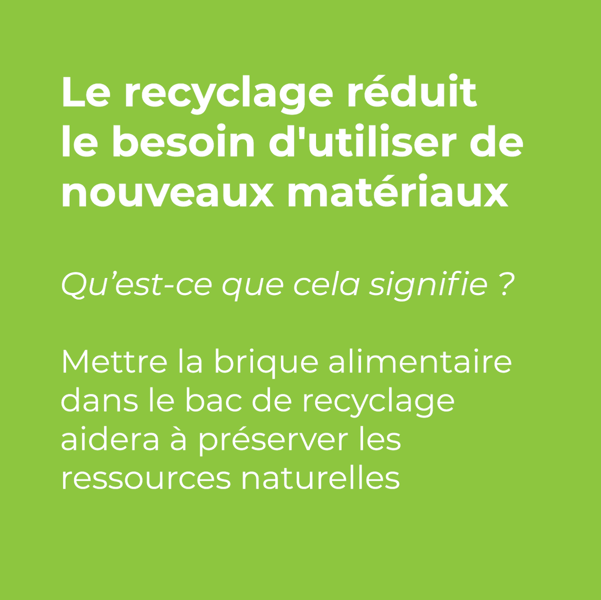 [#THREAD] Le recyclage réduit la nécessité d'utiliser de nouveaux matériaux. Ainsi, en mettant vos cartons alimentaires dans le bac de recyclage, vous pouvez contribuer à la préservation des ressources naturelles 🌍 2/4