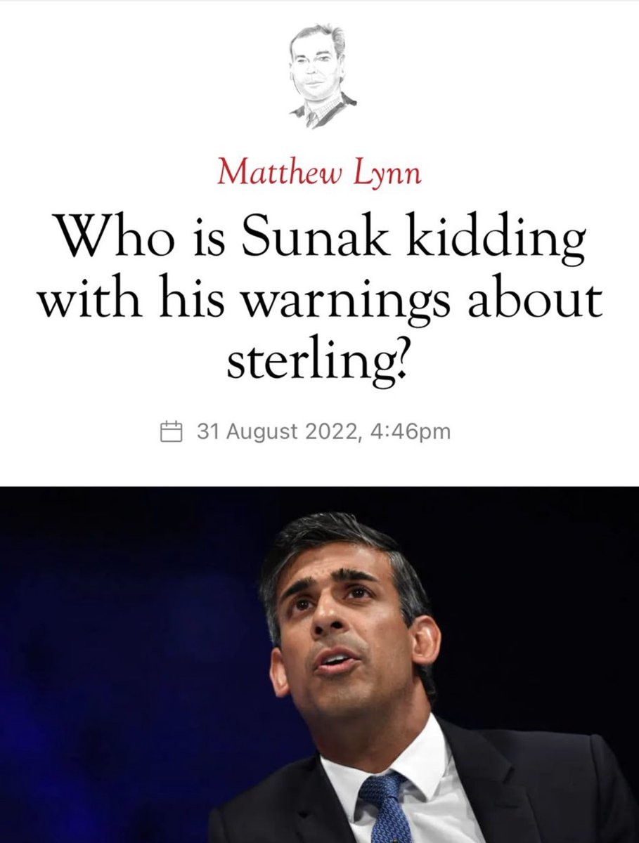 adampayne26's tweet image. This piece from August, which accused Sunak of “desperate” warnings about what Truss policies could do to the £, is doing the rounds among Conservative MPs, I’m told. Tory source: "Those who only backed Liz for their career are quickly realising the consequences of their actions”