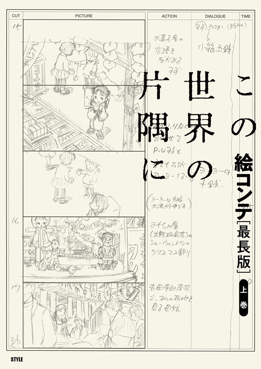 【 #アニメスタイル の書籍 】「この世界の片隅に 絵コンテ[最長版] 上巻」「同・下巻」は映画『この世界の片隅に』及び、その[長尺版]である『この世界の(さらにいくつもの)片隅に』の絵コンテ決定稿を全て収録した書籍です。 #この世界の片隅に 