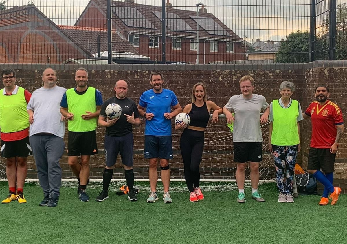 DPT_NHS's tweet photo. It's been great to see colleagues of all ages and abilities taking part in our new 5-a-side football initiative for staff at the football pitch at Wonford Sports Centre. The Thursday sessions are a great way to enjoy some fun, fresh air and activity in an inclusive environment. https://t.co/PmFbEeLO5t