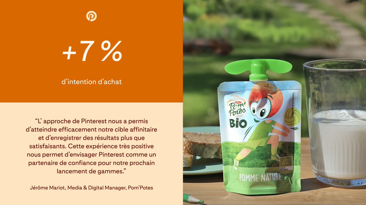 PinterestFR's tweet photo. 🍏🍎🍐@Pompotes_FR a choisi la vidéo sur Pinterest pour booster la notoriété et la considération autour de sa gamme Bio. Bilan ? Des résultats qui donnent la pêche 🍑. Découvrez-les ici 👉https://t.co/fmTGPyUBOD https://t.co/1PmQVWG1Ui