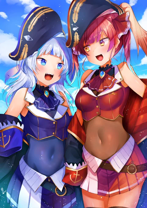 お気に入りのホロライブのイラスト再掲しますね!!ねねち、3期生、船長とぐらちゃん、おまるん! 