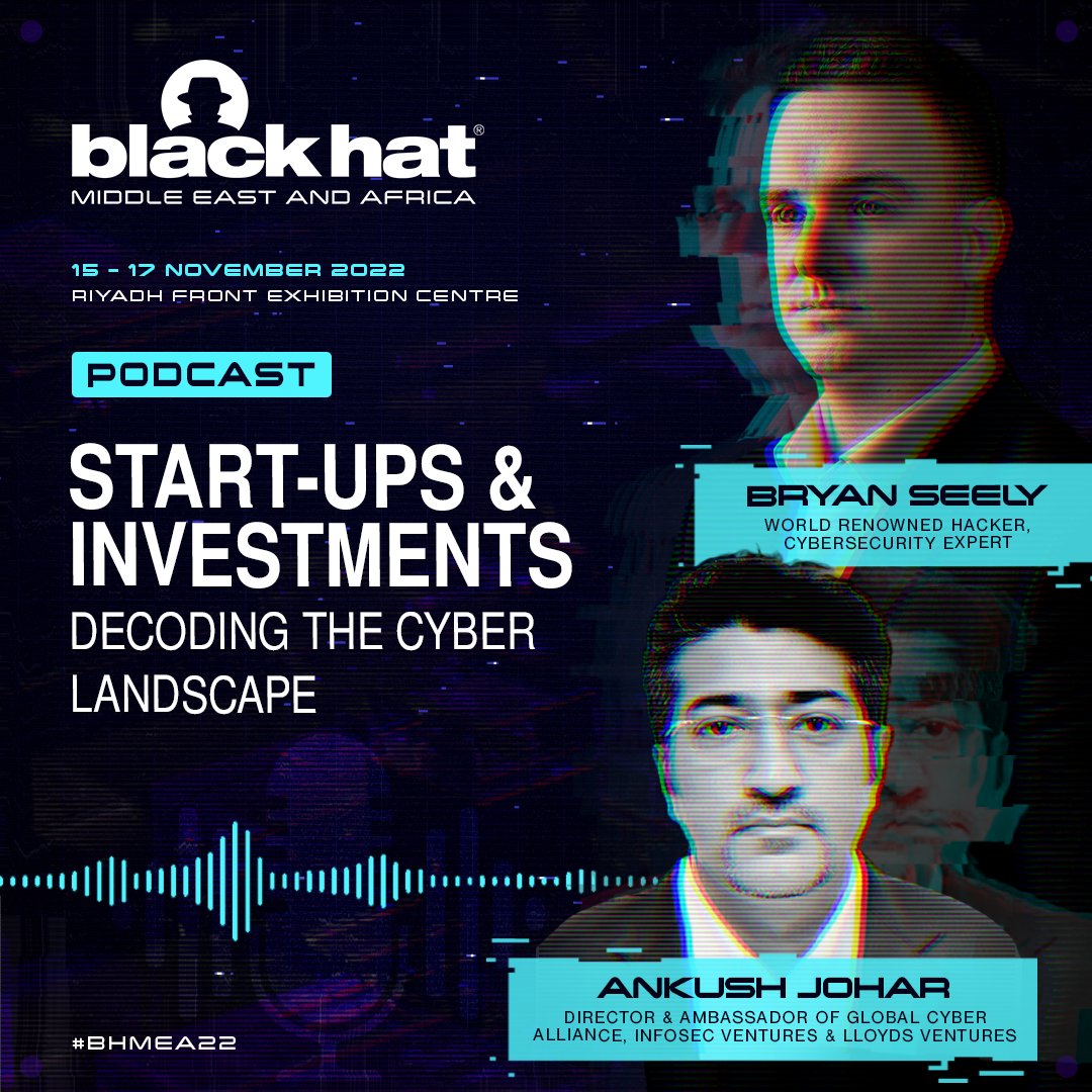 Blackhatmea's tweet photo. We have a new podcast for you!🎙️

Tune in to a conversation about cyber spending &amp; making your next big investment with @Ankush &amp; @bryanthemapsguy.

Check out the podcast on our here: https://t.co/HkoKT9qWQU
Register now to see what's in store at #BHMEA22! https://t.co/DIPWzV72is https://t.co/VtWtCDZH8w