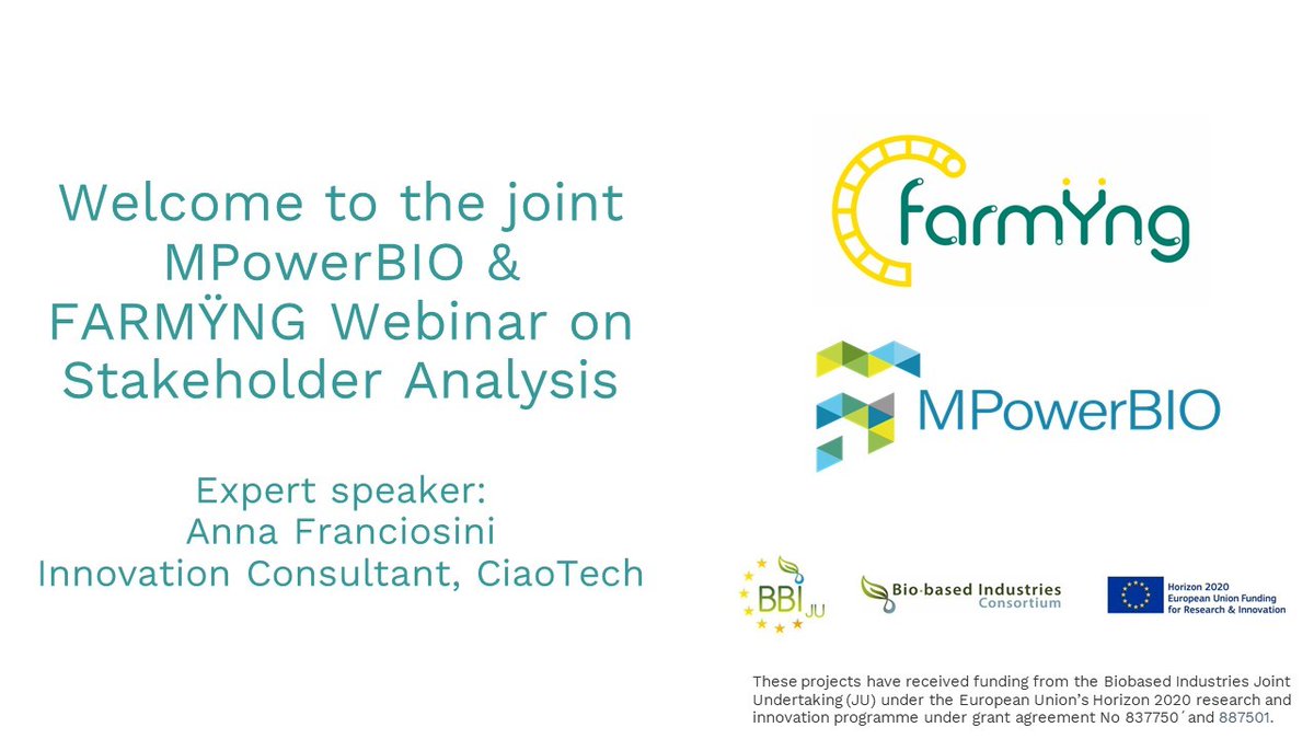 💻Watch the webinar about "The importance of stakeholder analysis - real-life example from organic fertiliser sector", led by Ciaotech / <a href="/PNO_IT/">PNO Innovation Italy</a>
 &amp; @clibcluster 

The webinar was recorded in cooperation with <a href="/FARMYNG_EU/">FARMŸNG</a> &amp; can be accessed directly here 👇
bit.ly/3ShdjLi