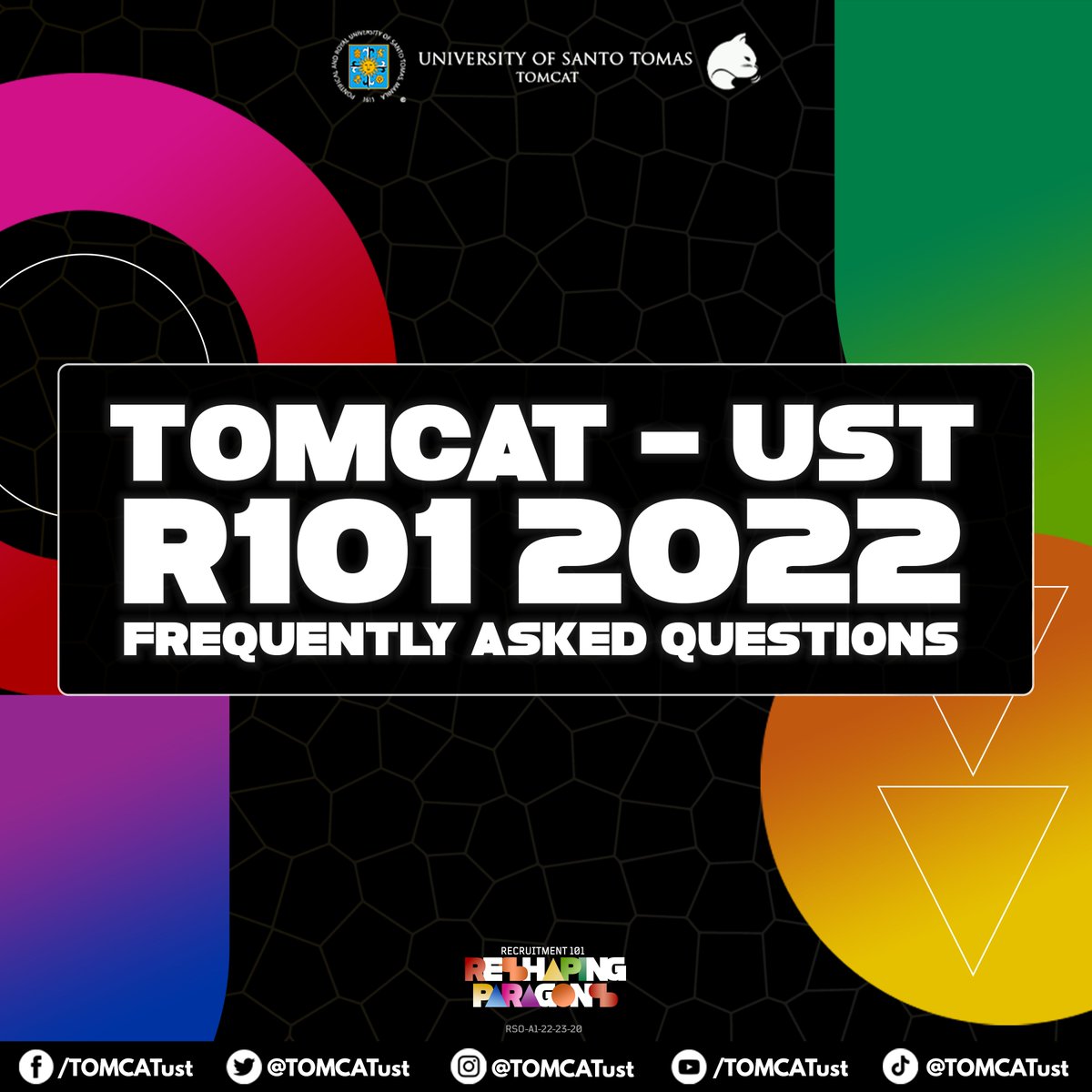 TOMCATust's tweet photo. Got some questions about #USTRecruitment101? Look no further!
Be guided with these FAQs which might help you on your way to #ReshapingParagons with TOMCAT - UST.
Copy by Sophie Legaspi
Board by Kristan Esguerra https://t.co/l0XWinwmM0