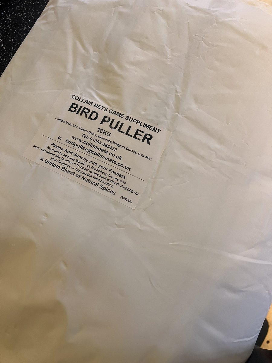 Gamekeeper10's tweet photo. Fast delivery from @CollinsNets as always. 20kg sack of #birdpuller
Also available in 5kg tubs
Order this week to advantage of free delivery in September
#holdthosepheasants https://t.co/F0PPgP04sP