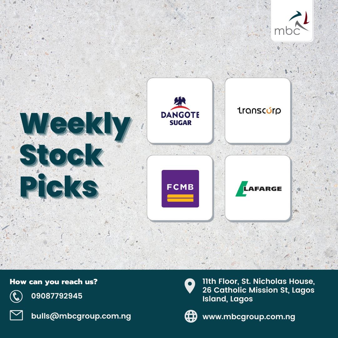 MBCNigeria's tweet photo. Here are this week’s stock recommendations…
Get detailed weekly report, directly to your mailbox.
To subscribe, simply send us a DM.
#mbcsecurities #investnow #investinnigeria #buynairatogrowthenaira https://t.co/25tC9e7rTB