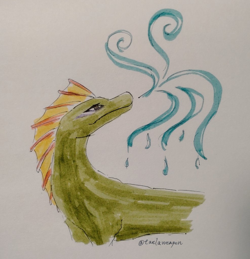 TaelaWeapon's tweet photo. 月曜日お疲れさまです。
ササッと描く練習をしたら、竜というより恐竜になりました…
#イラスト練習 #ドラゴン https://t.co/JJ6Ch8T99W