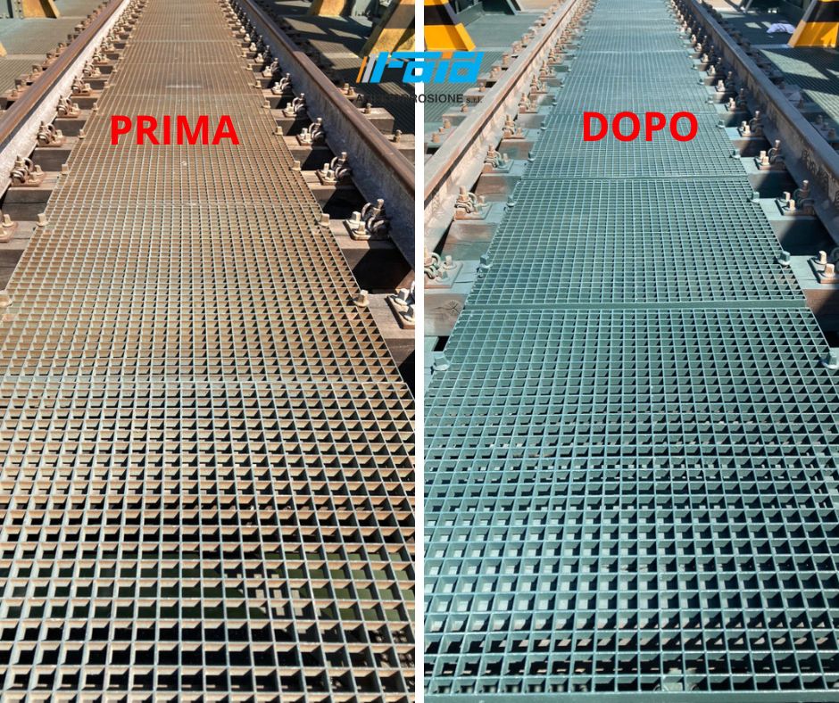 Faid_srl's tweet photo. Per la manutenzione al ponte ferroviario a Chioggia (VE) abbiamo eseguito tre diverse lavorazioni.
Vi mostriamo il risultato di uno degli interventi, ossia l'idrosabbiatura alla pressione di 400bar con sabbia al quarzo.
#Veneto #WorkinProgress #International https://t.co/LHivFaRfeb