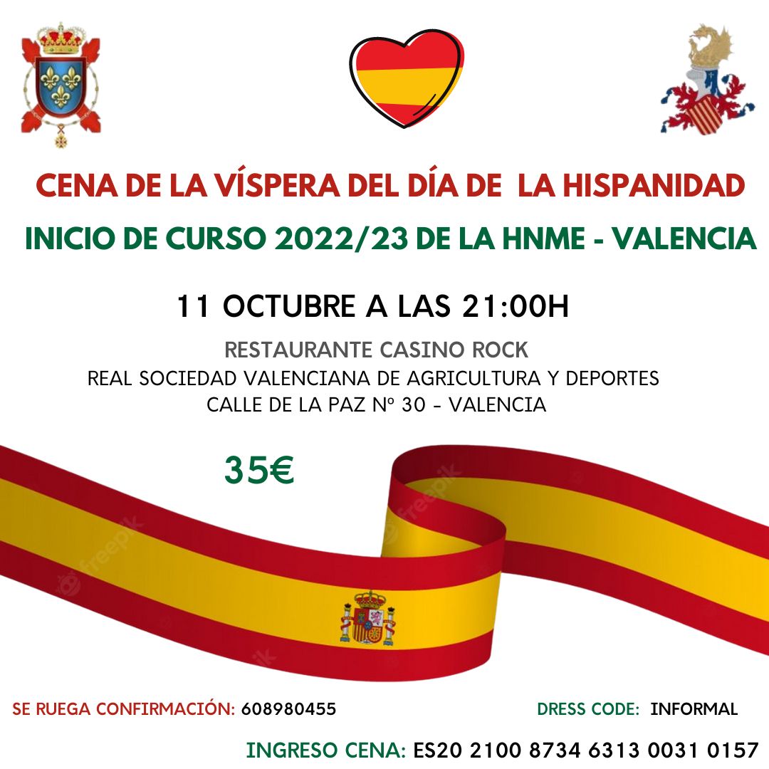 MonarquicosEs's tweet photo. La Delegación de #Valencia de la #HNME ha organizado para la víspera de la #celebración del #DíadelaHispanidad un cena informal para reencontrarnos de nuevo y dar inicio al nuevo curso monárquico 2022/23 https://t.co/MI1VHIMEUK