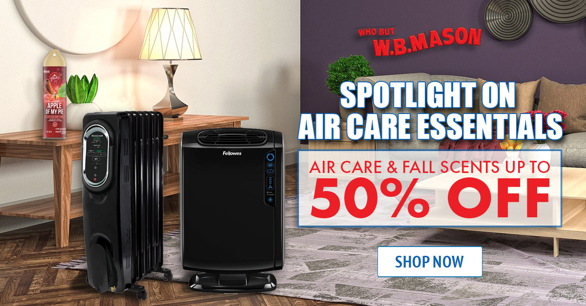 Have your space feeling fresh and clean this fall! Shop air care and fall scents for up to 50% off at wbmason.com! #fallscents #aircare #shopnow #whobut #wbmason wbmason.com/SearchResults.…