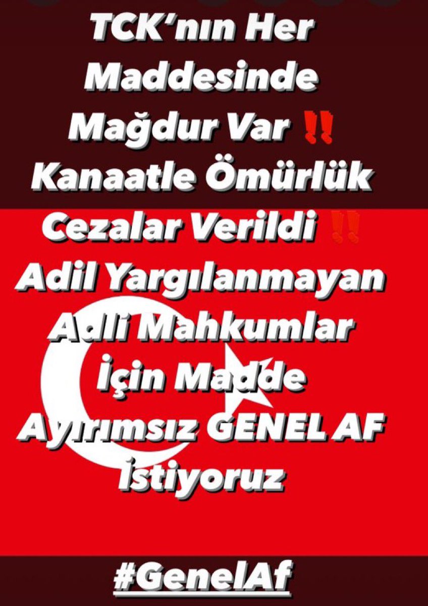 Sevgi Arıca (@sevgiarca4) on Twitter photo <a href="/BY/">Binali Yıldırım</a> TERÖR SUÇUYLA
GÖREVDEN ATILAN 5000 HAKİMİN YARGILADIKLARI HER MADDEDEN SUÇSUZCA CEZA VERİLEN ADLİ MAHKUMLAR NE OLACAK?
Bu cezaları savunabilirmiyiz ?
Bu cezalarla cezaevinde çürüyen insanlar ne olacak ?
Adli Mahkuma madde ayrımsız Af!
#GenelAf <a href="/BY/">Binali Yıldırım</a> TERÖR SUÇUYLA
GÖREVDEN ATILAN 5000 HAKİMİN YARGILADIKLARI HER MADDEDEN SUÇSUZCA CEZA VERİLEN ADLİ MAHKUMLAR NE OLACAK?
Bu cezaları savunabilirmiyiz ?
Bu cezalarla cezaevinde çürüyen insanlar ne olacak ?
Adli Mahkuma madde ayrımsız Af!
#GenelAf