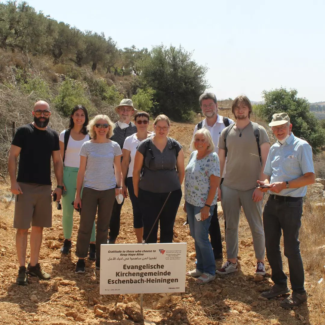 JAIPalestine's tweet photo. Day one of the partner German Evangelische Kirchengemeinde Eschenbach-Heiningen group of 10 people's program in Palestine with the JAI and the EJ YMCA.

It included JAI' geopolitical presentation, tour around the Wall and settlements, Nativity Church, and Rehabilitation Program. https://t.co/ITpG4lGpe6