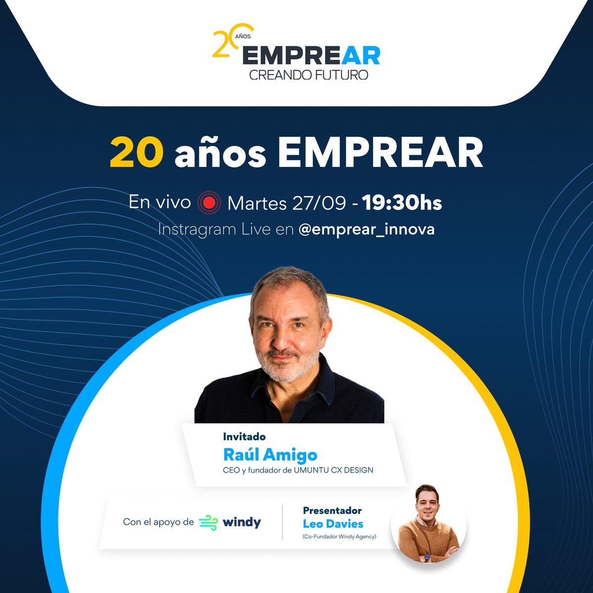 20 años EMPREAR 🥳Seguimos con estos encuentros 🙌🏻Mañana tenemos de invitado a Raúl Amigo, vamos a charlar sobre su trayectoria en EMPREAR  y alguna que otra anécdota en nuestra ONG. #20AñosEMPREAR #Iinstagramlive #emprendedoresargentinos #innovacion #RaulAmigo #EntrevistaEnVivo