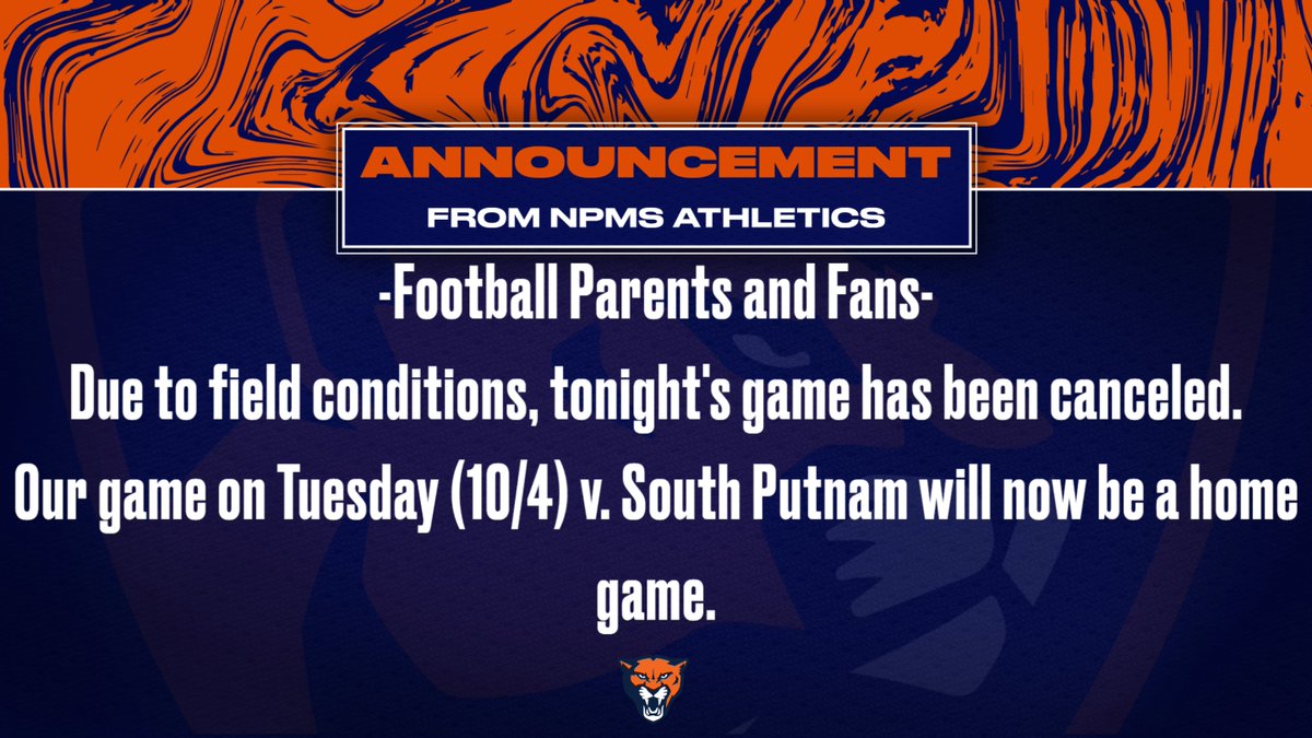 NorthPutnamMS's tweet photo. We apologize for any inconvenience. If you have any questions, please reach out to the MS athletic department. https://t.co/enE4M88Hiw