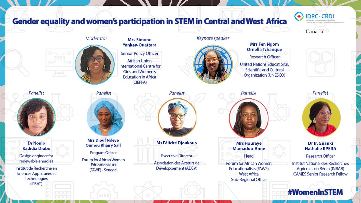 Looking forward to tomorrow's webinar on Gender equality in STEM! Join us at 13:00 UTC / 9:00 EST to hear our panelists speaking about barriers &amp; opportunities to advance women’s participation in STEM in Central and West Africa. Last chance to register 👉bit.ly/3DWyjmm