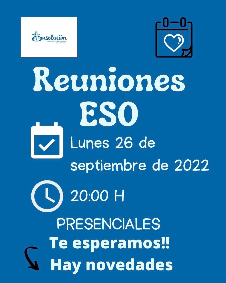 Hoy lunes, tendrán lugar las reuniones con los tutores de la etapa de la ESO.
¡Os esperamos!❤️

#déjatemirar
#consolacioncaravaca
#colegiosconsolación
