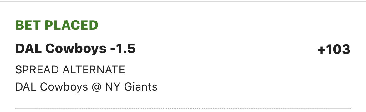 CocksLocksBets's tweet photo. POD: 1u Cowboys -1.5(+103) https://t.co/ZGNSi61Bp5