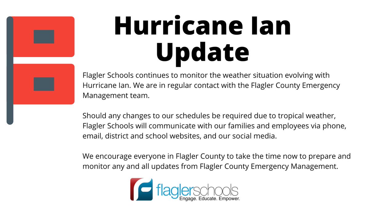 FlaglerSchools's tweet photo. Be prepared. https://t.co/niRigQv6Zz