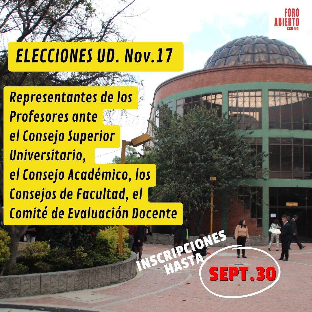 Forocsu's tweet photo. #ELECCIONESUD Aspirantes a participar en los procesos electorales, YA está a su disposición el FORMULARIO de inscripción VIRTUAL. Las inscripciones están abiertas hasta el 30 DE SEPTIEMBRE. 👉visite el Blog de Elecciones UD. https://t.co/6eQR9wiM6Y
/. https://t.co/5dhLBpzd1l