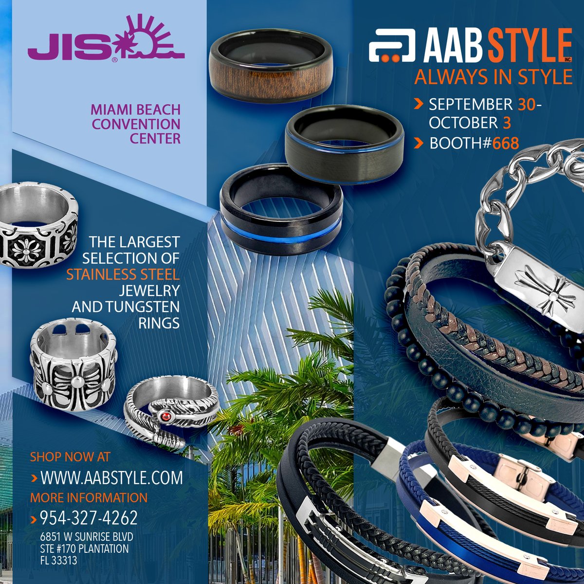 AabStyleInc's tweet photo. ☀️Come visit us at the JIS SHOW!☀️
Shop now at https://t.co/1KHDoVCtb2
#aabstyle #stainlesssteel #wholesale #jewelry #chains #largest #collection #Pendant #necklaces #show #tradeShow https://t.co/VLwp4QwHge